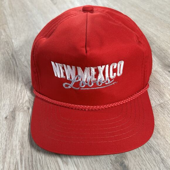 Vintage New Mexico Lobos Hat Strapback College Youngan Red Rope Cap - Picture 1 of 8